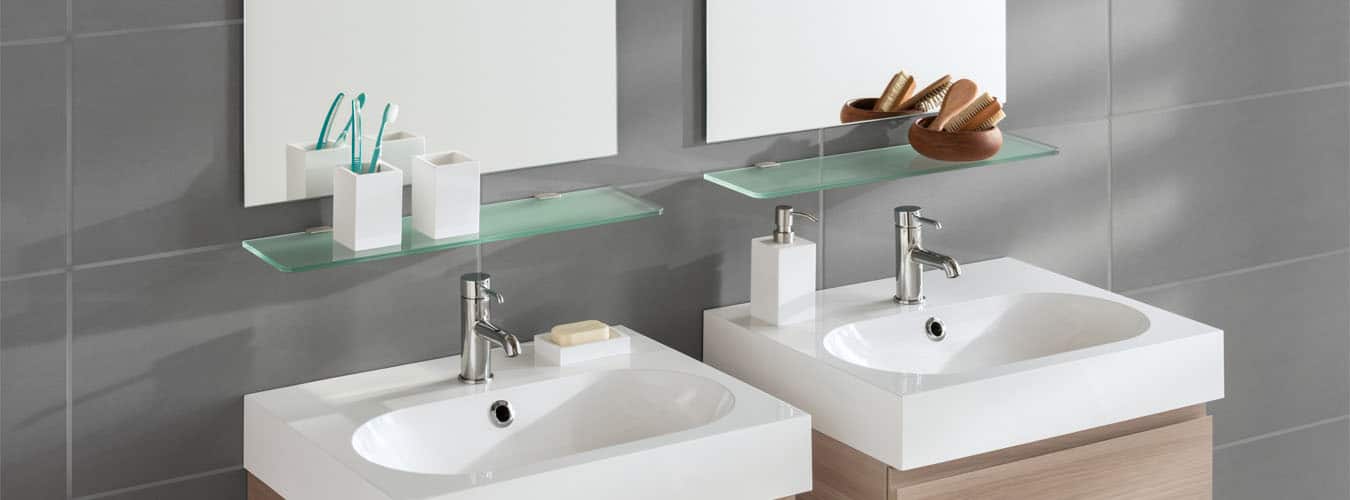 Toughened glass shelves