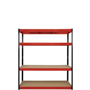 Boss Shelf Kit 4 Wood shelves Red/Black (H)160x(W)75x(D)35cm