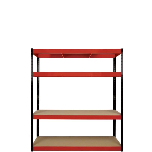 Boss Shelf Kit 4 Wood shelves Red/Black (H)160x(W)75x(D)35cm