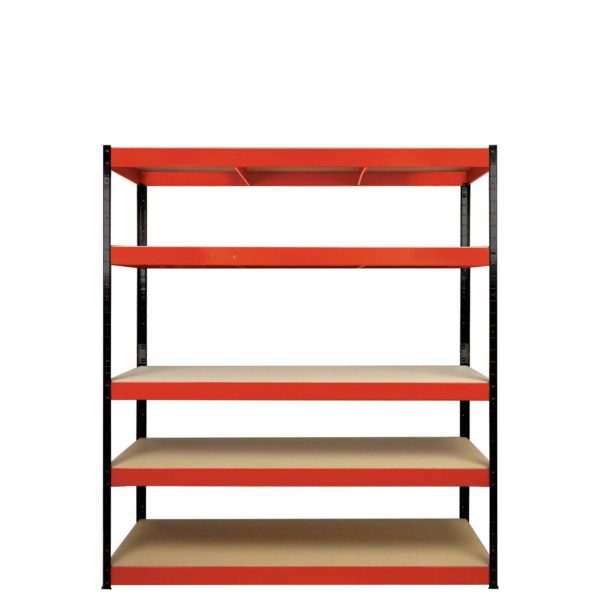 Boss Shelf Kit 5 Wood shelves Red/Black (H)180x(W)90x(D)30cm