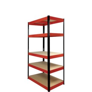 Boss Shelf Kit 5 Wood shelves Red/Black (H)180x(W)90x(D)40cm