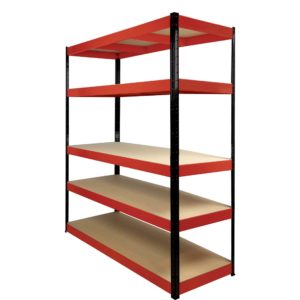 Boss Shelf Kit 5 Wood shelves Red/Black (H)180x(W)160x(D)60cm