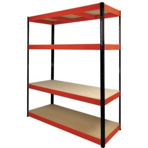 Boss Shelf Kit 4 Wood shelves Red/Black (H)180x(W)160x(D)60cm