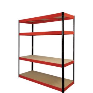 Boss Shelf Kit 4 Wood shelves Red/Black (H)180x(W)90x(D)30cm