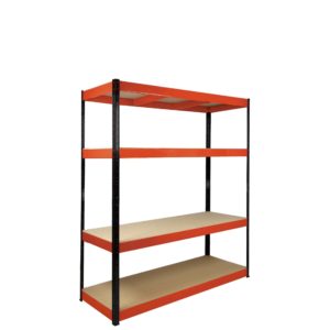 Boss Shelf Kit 4 Wood shelves Red/Black (H)180x(W)160x(D)60cm