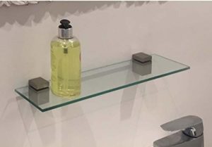 30x12x0.6cm Glass Shelf with Bloc Brackets