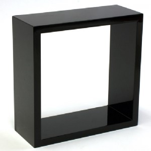 Gloss Black Wall Cube Shelf 25x25x10cm <br> (9.8x9.8x3.9in)