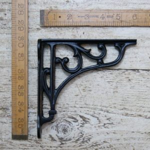 Heritage satin black shelf bracket 15x15cm