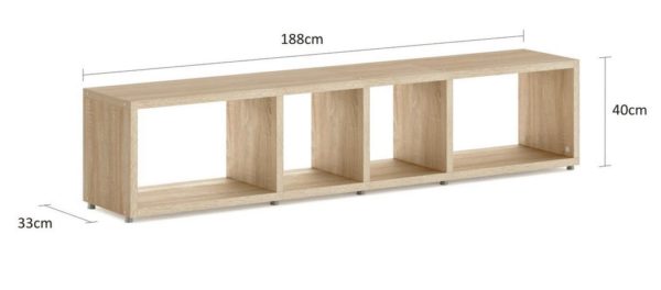 Modular 2+2 Oak Mix <br> 188L x 38.4H x 32.8D - Image 3
