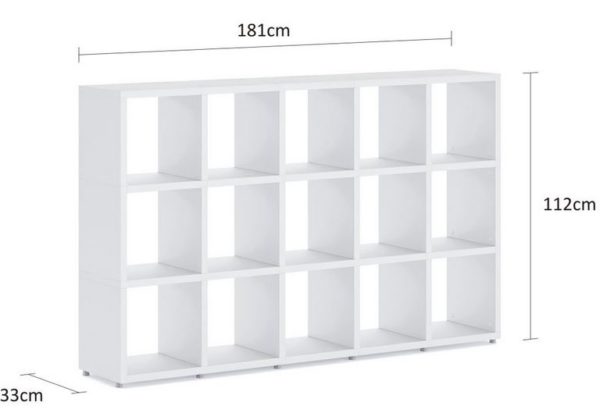 White Modular 3×5 Cube <br> 180.8L x 111.6H x 32.8D - Image 2