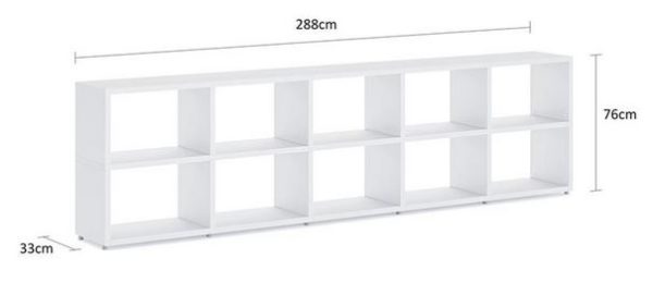 White Modular 2×5 Wide <br> 287.8L x 76H x 32.8D <br> - Image 3