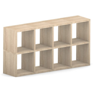 Modular 8 Cube Oak <br> 145.2L x 76H x 32.8D <br> (57.1x29.9x12.9in)