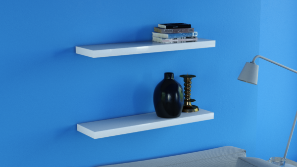 Gloss White floating Shelves double deal 80x20x3.8cm