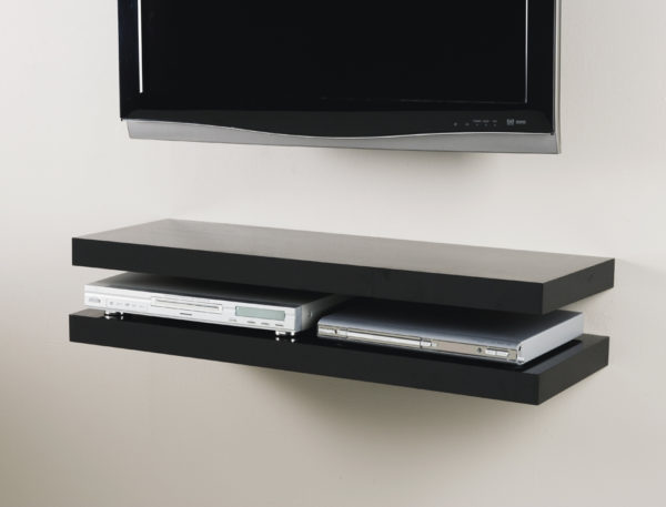 Black Media Floating Shelf Kit 90x30x5cm - Image 2