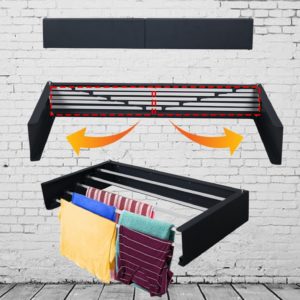 Retractable Wall Mounted Clothes Drying Rack 100x50x11.5cm - Black