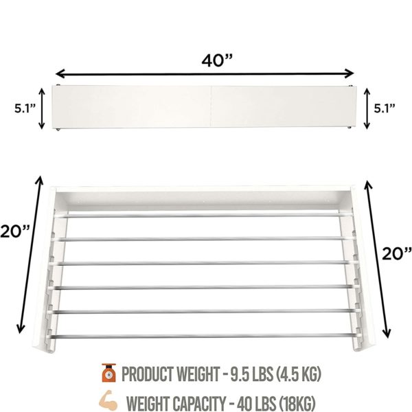 Retractable Wall Mounted Clothes Drying Rack 100x50x11.5cm - Image 7