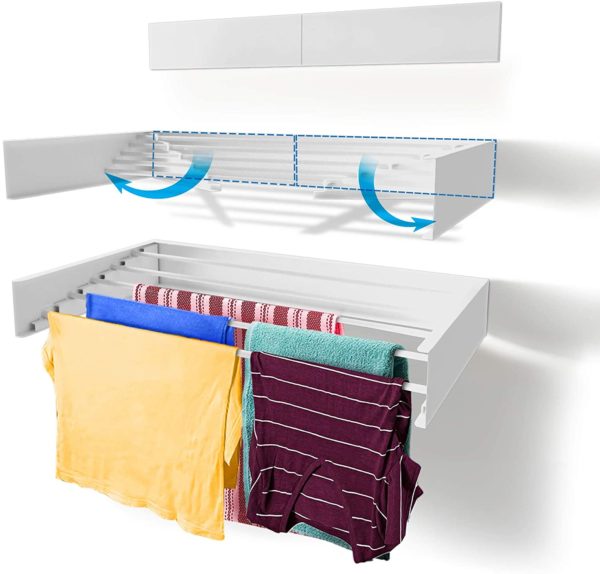 Retractable Wall Mounted Clothes Drying Rack 100x50x11.5cm - Image 4