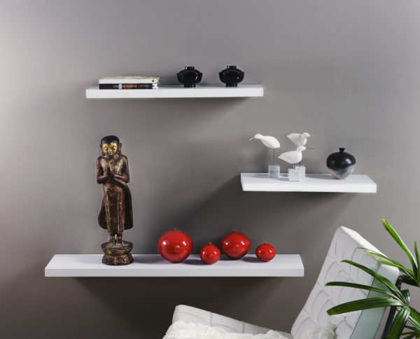 Satin White Floating Shelf 80x25x3.8cm - Image 3