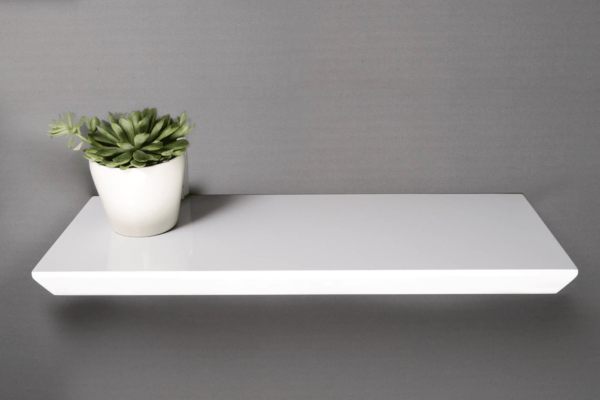 High Gloss White Bevelled Edge Floating Shelf 45x25x3.8cm - Image 4