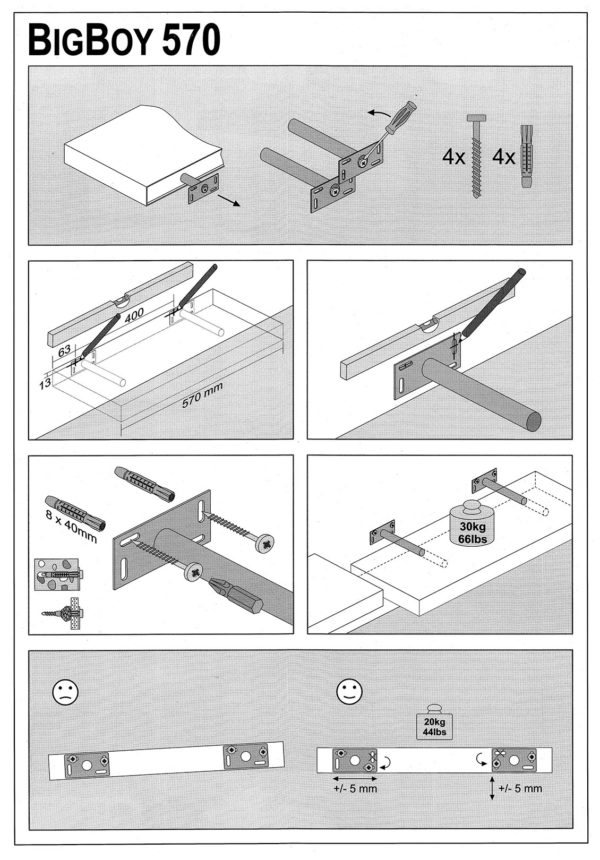 Floating Shelf Kit | Walnut | 57x25x5cm - Image 6