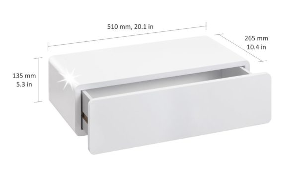 CASSY Shelf with Drawer | White | 51x27.5x13.5cm - Image 3
