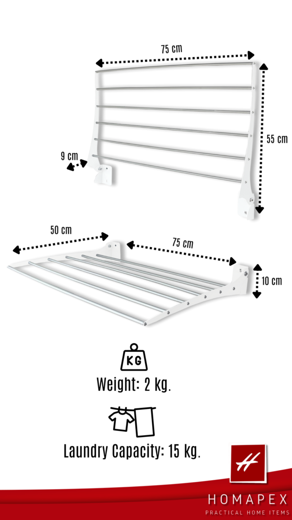 Step Up Vertical Laundry Drying Rack 75 cm White - Image 6