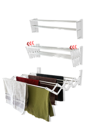 Accordion Clothes Airer Wall Mounted Clothes Rail Retractable Towel Holder Bathroom Towel Rack Extendable Clothes Drying Rack