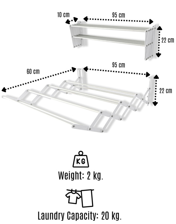Accordion Clothes Airer Wall Mounted Clothes Rail Retractable Towel Holder Bathroom Towel Rack Extendable Clothes Drying Rack - Image 3